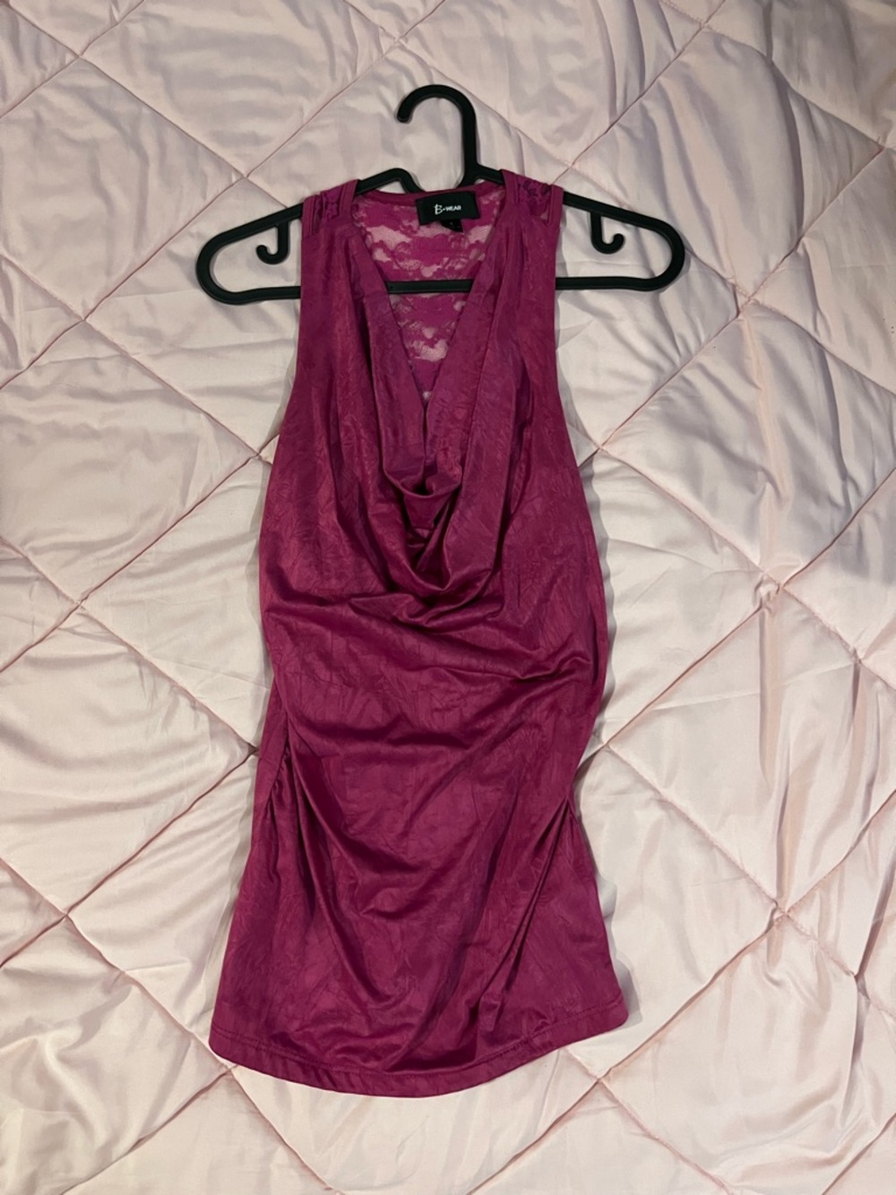 Express Deep Berry Cowl Neck Tank with Lace Back